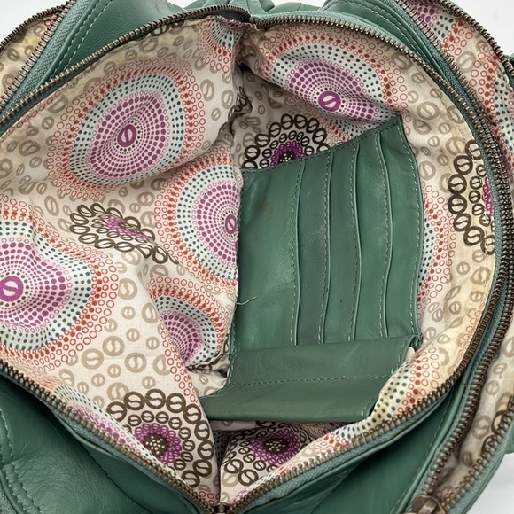 Latico Green Teal Triple Zippered Pocket Leather Shoulder Bag WEAR - Picture 8 of 11